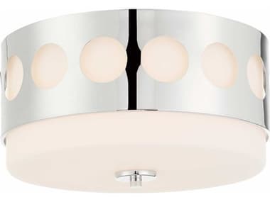 Crystorama Kirby 13" 2-Light Polished Nickel Glass Drum Flush Mount CRYKIRB8100PN