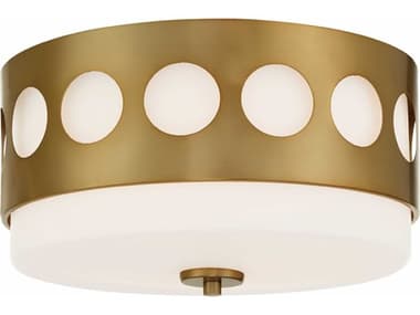 Crystorama Kirby 13" 2-Light Vibrant Gold Glass Drum Flush Mount CRYKIRB8100VG