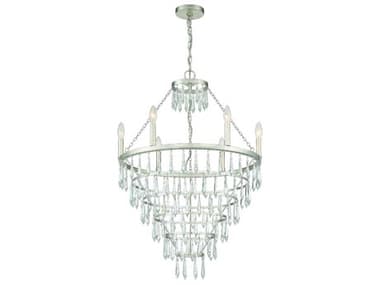 Crystorama Lucille 24" Wide 6-Light Antique Silver Crystal Glass Candelabra Tiered Chandelier CRYLUCA9066SA