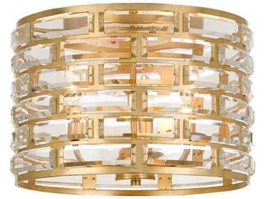 Crystorama Meridian 15" 3-Light Antique Gold Crystal Drum Flush Mount CRYMER4863GA