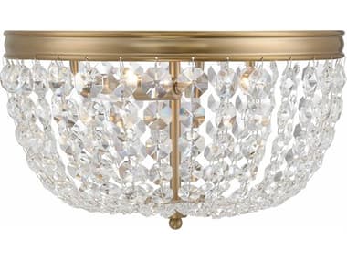 Crystorama Nola 14" 3-Light Vibrant Gold Crystal Glass Bowl Flush Mount CRYNOL314VGCLMWP