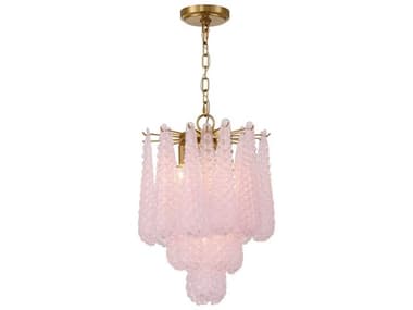 Crystorama Ollie 4-Light Aged Brass Pink Pendant CRYOLL6004AGBH