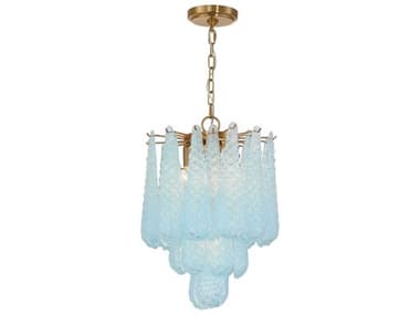 Crystorama Ollie 4-Light Aged Brass Blue Pendant CRYOLL6004AGBL