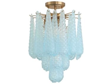 Crystorama Ollie 4-Light Aged Brass Blue Semi Flush Mount CRYOLL6004AGBLCEILING