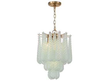 Crystorama Ollie 4-Light Aged Brass Green Pendant CRYOLL6004AGGR