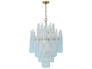 Crystorama Ollie 16-Light Aged Brass Blue Candelabra Chandelier CRYOLL6006AGBL