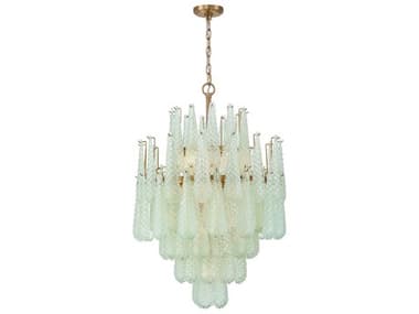 Crystorama Ollie 16-Light Aged Brass Green Candelabra Chandelier CRYOLL6006AGGR