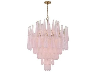 Crystorama Ollie 21-Light Aged Brass Pink Candelabra Chandelier CRYOLL6008AGBH