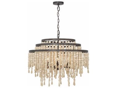 Crystorama Poppy 26" Wide 6-Light Forged Bronze Tiered Chandelier CRYPOPA5076FB