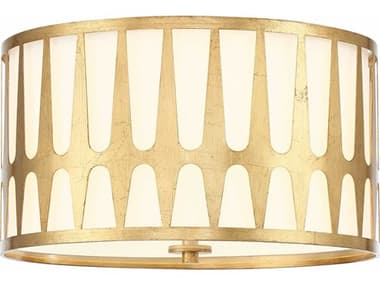 Crystorama Royston 18" 3-Light Antique Gold Drum Flush Mount CRYROY800GA