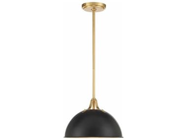 Crystorama Soto 12" 1-Light Matte Black Antique Gold Dome Mini Pendant CRYSOT18013MKGA