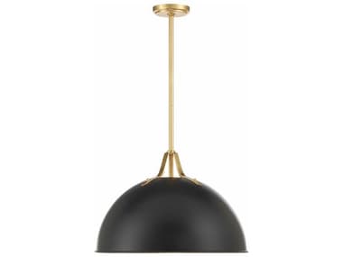 Crystorama Soto 20" 1-Light Matte Black Antique Gold Dome Pendant CRYSOT18015MKGA