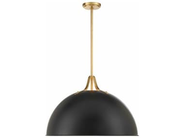 Crystorama Soto 23" 3-Light Matte Black Antique Gold Dome Pendant CRYSOT18017MKGA