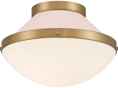 Crystorama Xander 1-Light Vibrant Gold Blush Pink Flush Mount CRYXAN8001VGBH