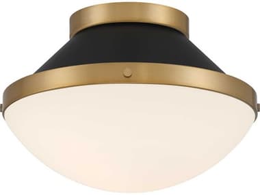 Crystorama Xander 1-Light Vibrant Gold Matte Black Flush Mount CRYXAN8001VGMK