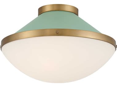 Crystorama Xander 2-Light Vibrant Gold Green Flush Mount CRYXAN8002VGGR