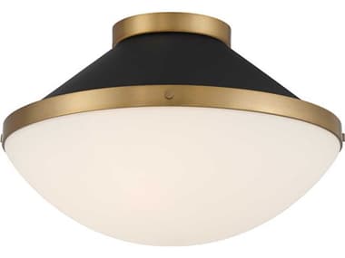 Crystorama Xander 2-Light Vibrant Gold Matte Black Flush Mount CRYXAN8002VGMK