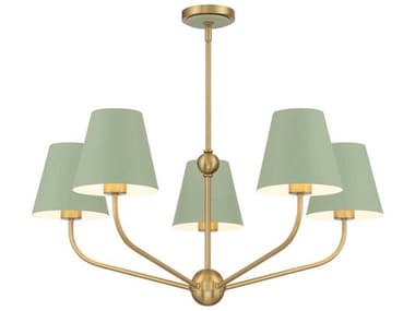 Crystorama Xavier 5-Light Vibrant Gold Green Candelabra Chandelier CRYXAVB9315VGGR