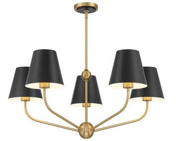 Crystorama Xavier 5-Light Vibrant Gold Matte Black Candelabra Chandelier CRYXAVB9315VGMK