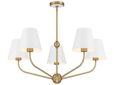 Crystorama Xavier 5-Light Vibrant Gold White Candelabra Chandelier CRYXAVB9315VGWH