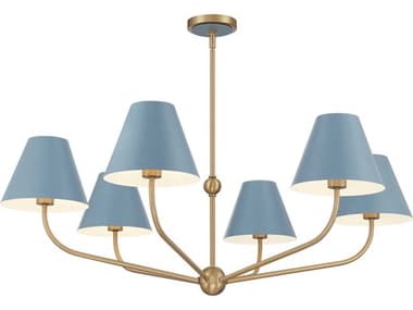 Crystorama Xavier 6-Light Vibrant Gold Blue Candelabra Chandelier CRYXAVB9316VGBL