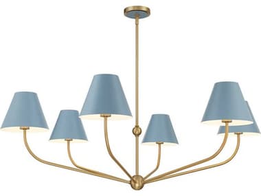 Crystorama Xavier 6-Light Vibrant Gold Blue Candelabra Chandelier CRYXAVB9319VGBL