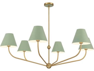 Crystorama Xavier 6-Light Vibrant Gold Green Candelabra Chandelier CRYXAVB9319VGGR