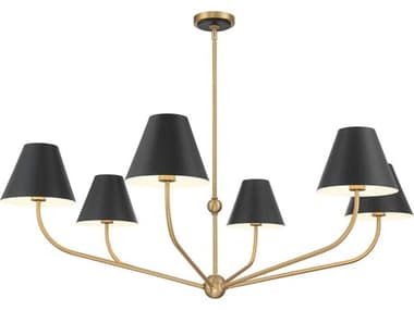 Crystorama Xavier 6-Light Vibrant Gold Matte Black Candelabra Chandelier CRYXAVB9319VGMK