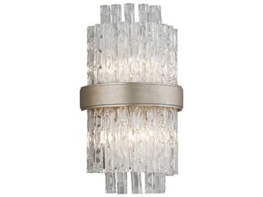 Corbett Lighting Chime 14" Tall 2-Light Silver Leaf Polished Stainless Glass Wall Sconce CT20412
