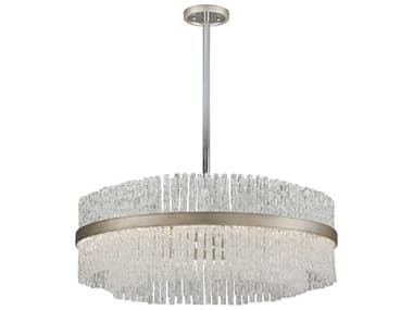 Corbett Lighting Chime 36" 12-Light Silver Leaf Polished Stainless Glass Round Pendant CT20448