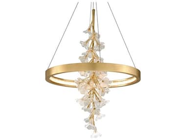 Corbett Lighting Jasmine 28" 1-Light Gold Leaf Glass LED Round Pendant CT26871