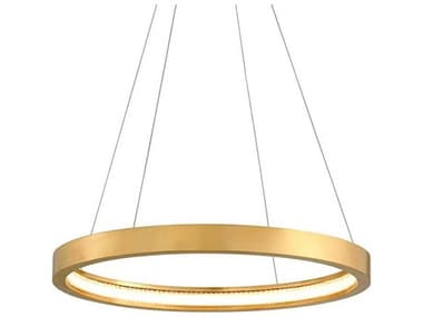Corbett Lighting Jasmine 28" 1-Light Gold Leaf Glass LED Round Pendant CT28441