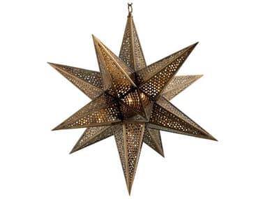 Corbett Lighting Star Of The East 30" 3-Light Old World Bronze Glass Pendant CT30273