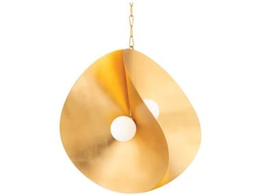 Corbett Lighting Peony 30" 4-Light Gold Leaf Glass Globe Pendant CT33030GL