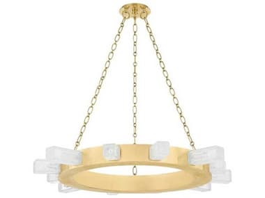 Corbett Lighting Citrine 36" Wide 12-Light Vintage Brass Glass LED Round Chandelier CT34235VB