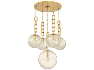 Corbett Lighting Nessa 38" 5-Light Vintage Brass Globe Pendant CT37438VB