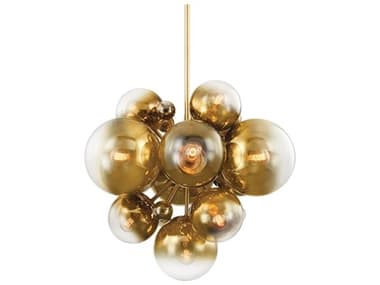 Corbett Lighting Kyoto 36" 13-Light Vintage Polished Brass Glass Globe Sputnik Pendant CT42736VPB