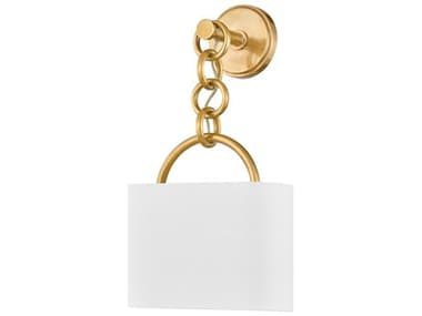 Corbett Lighting Kansa 21" Tall 1-Light Vintage Brass White Wall Sconce CT42812VB