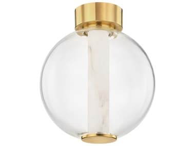 Corbett Lighting Pietra 12" 1-Light Vintage Brass White Glass LED Globe Flush Mount CT43201VB