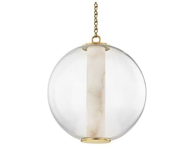 Corbett Lighting Pietra 20" 1-Light Vintage Brass White Glass LED Globe Pendant CT43220VB