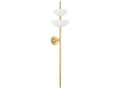 Corbett Lighting Evander 2-Light Vintage Gold Leaf Gesso White Wall Sconce CT47702VGLGSW