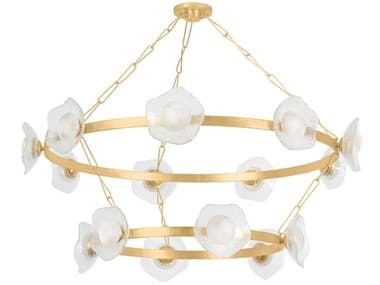 Corbett Lighting Almandine 15-Light Vintage Gold Leaf Round Tiered Chandelier CT48562VGL