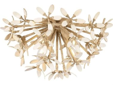 Corbett Lighting Corfu 4-Light Ivory Coco White Sputnik Semi Flush Mount CT51104IYC