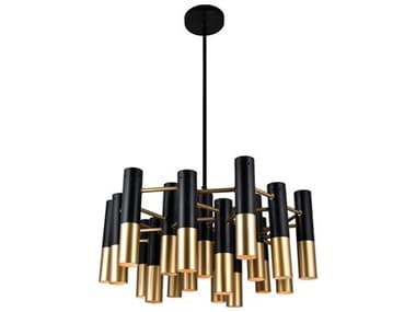 CWI Lighting Anem 19-Light Matte Black Satin Gold Cylinder Chandelier CWI1015P2619129