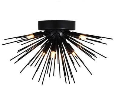 CWI Lighting Savannah 6-Light Black Sputnik Flush Mount CWI1034C206101