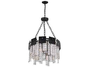 CWI Lighting Glacier 6-Light Polished Nickel Black Round Pendant CWI1099P166613