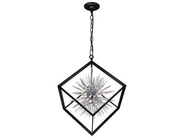 CWI Lighting Starburst 6-Light Chrome Black Geometric Sputnik Chandelier CWI1178P226601