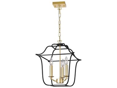 CWI Lighting Tudor 3-Light Satin Gold Black Lantern Pendant CWI1223P123602