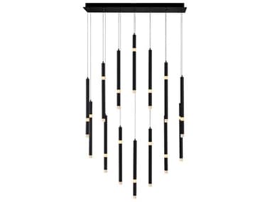 CWI Lighting Flute Black Linear Island Pendant CWI1262P3214101