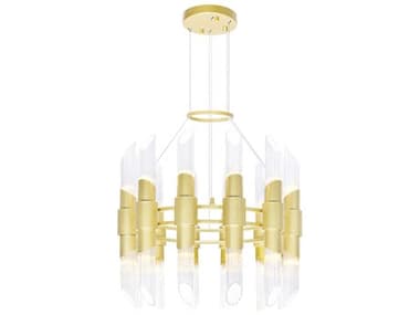 CWI Lighting Croissant 24-Light Satin Gold Cylinder Chandelier CWI1269P2424602